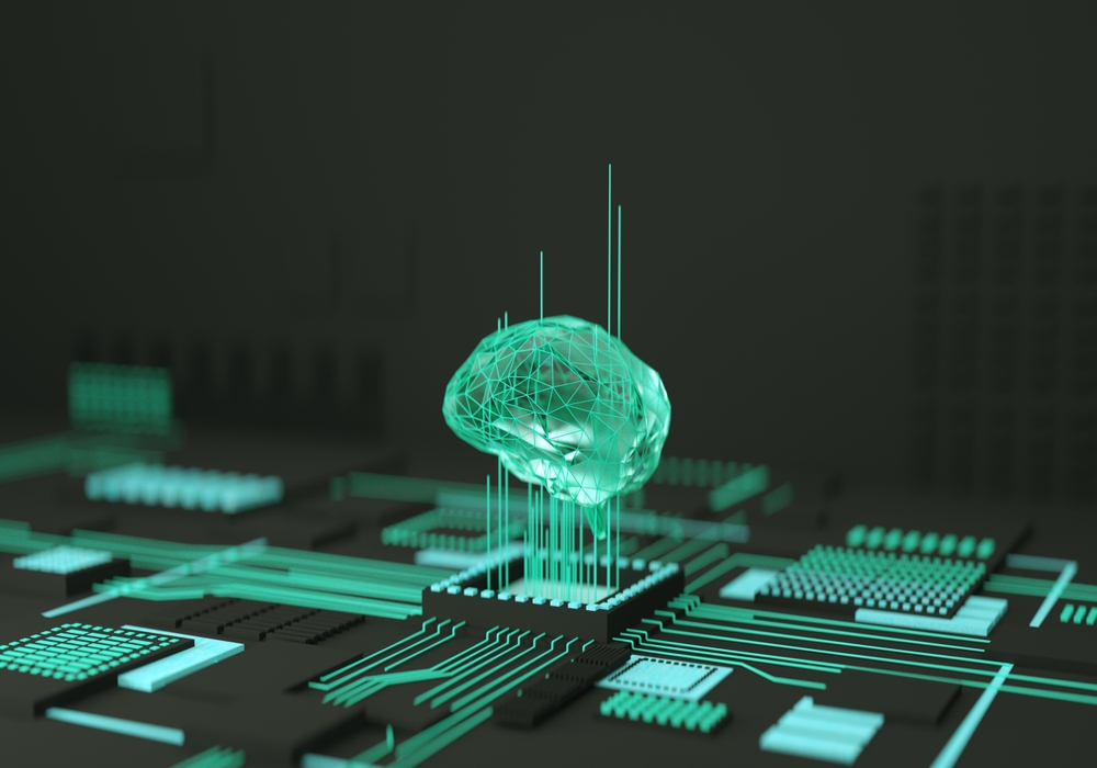 3D digital brain illustration on circuit board representing artificial intelligence - Avisen Legal